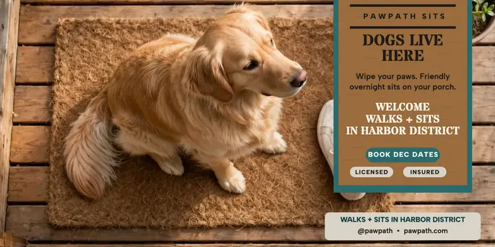 Pawpath Sits porch welcome post: dog sitter post template