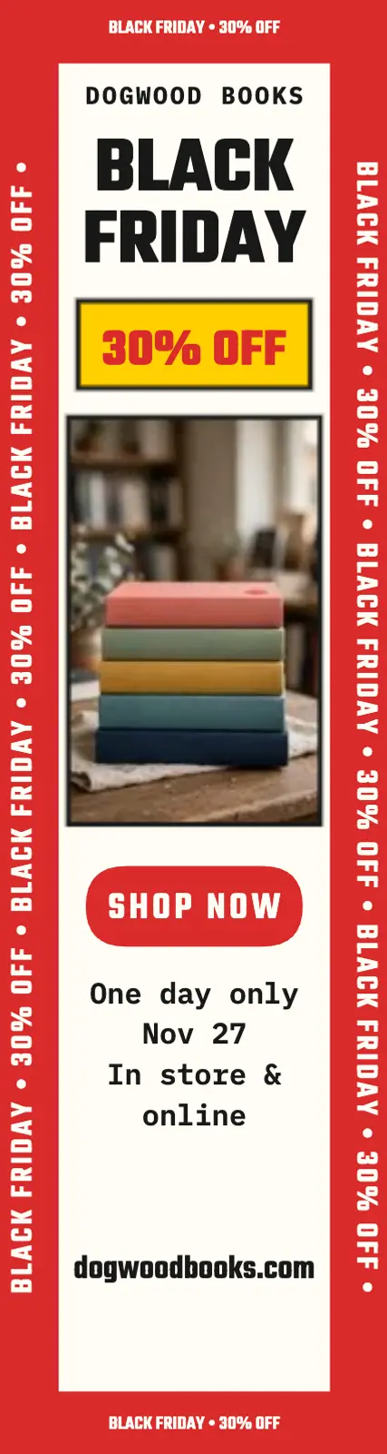 Dogwood Books Black Friday sale skyscraper template