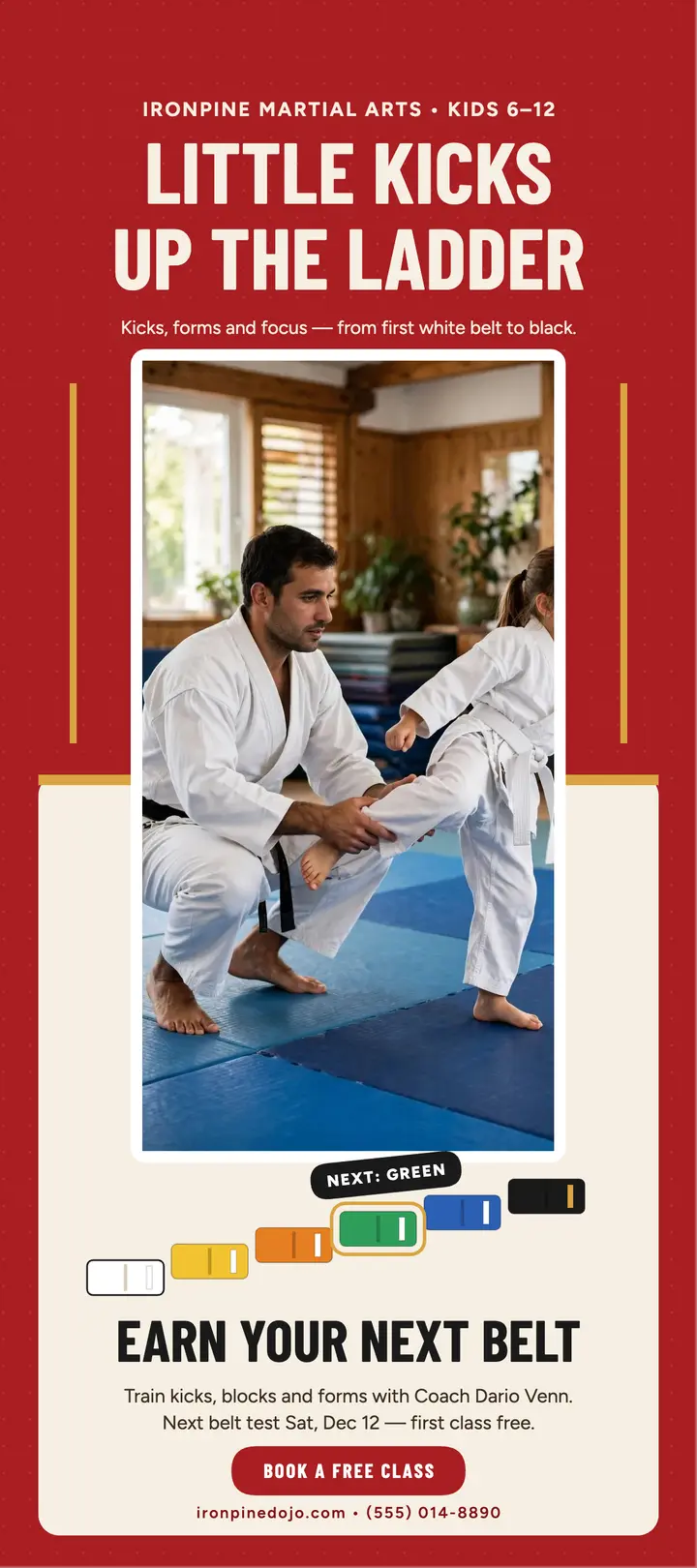 Ironpine kids karate belt ladder card template