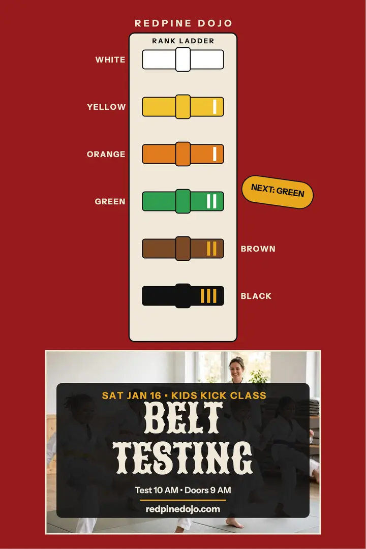 Redpine Dojo belt testing poster template