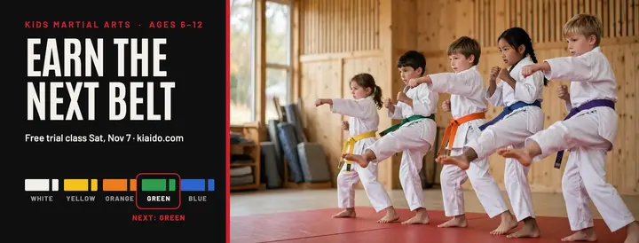 Kiaido kids martial arts cover: kids martial arts cover template