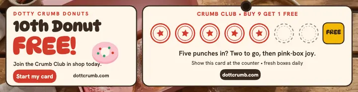 Dotty Crumb donut punch card billboard template