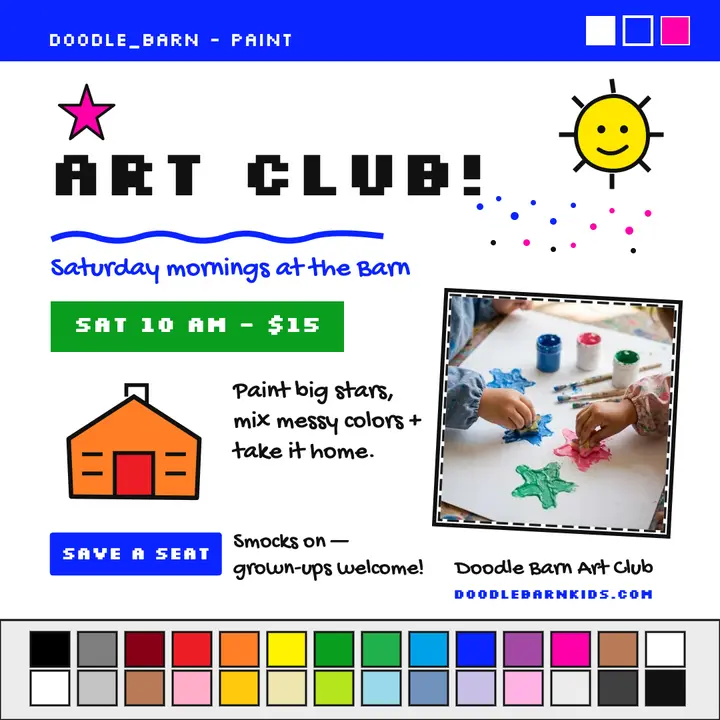 Doodle Barn Saturday art club doodle post template