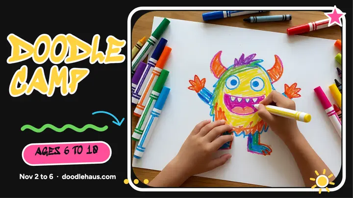 Doodlehaus kids doodle camp thumbnail template
