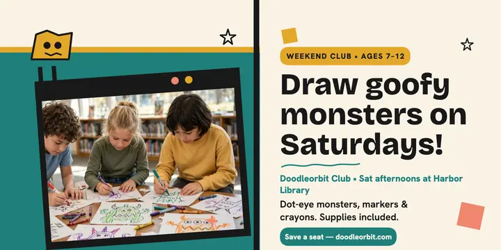 Doodleorbit weekend cartoon club post template