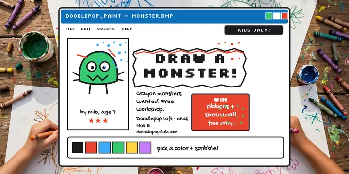 Doodlepop monster doodle contest post template