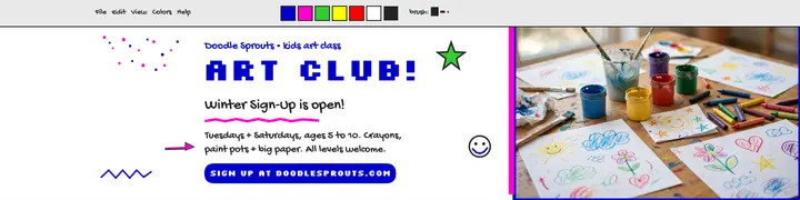 Doodle Sprouts art club paint banner template