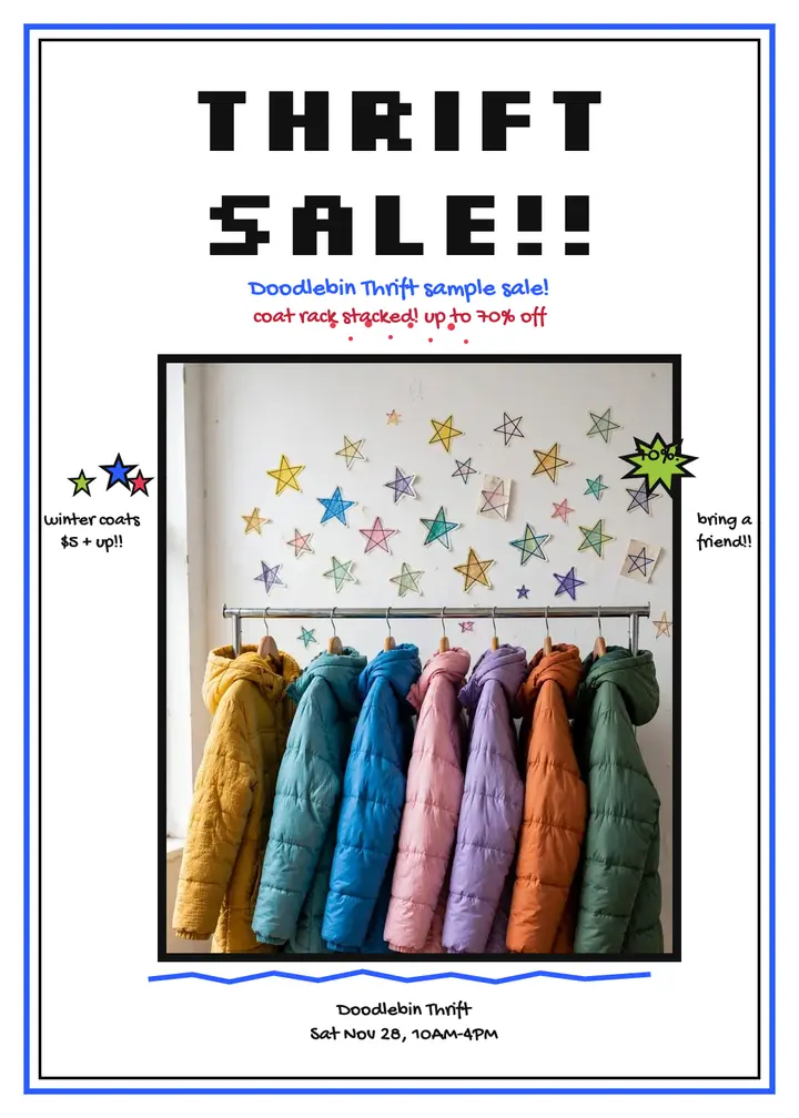 Doodlebin Thrift sample sale invitation template