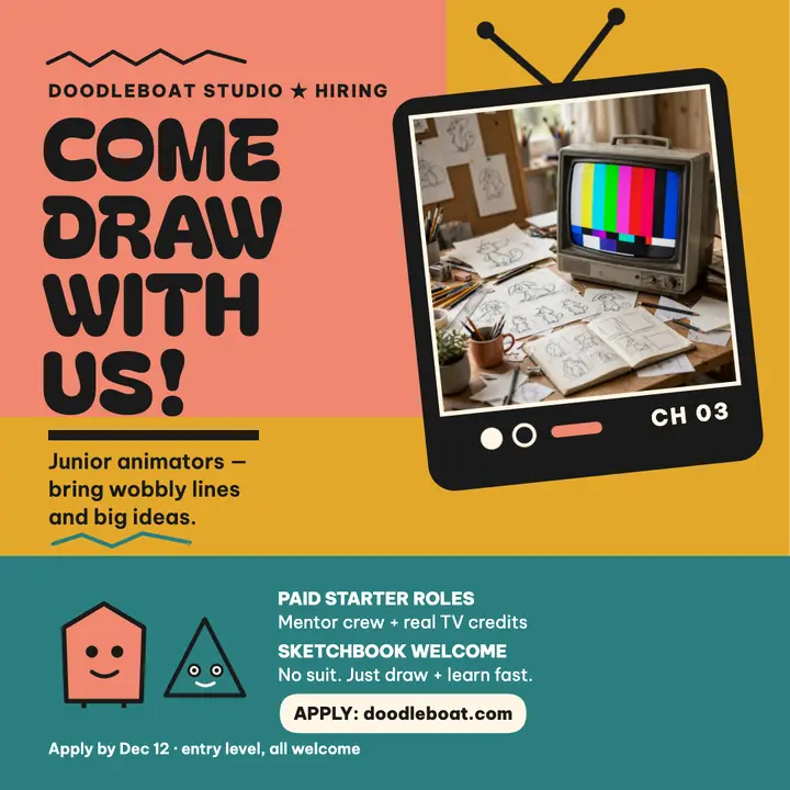 Doodleboat junior animators hiring post: junior animators hiring post template