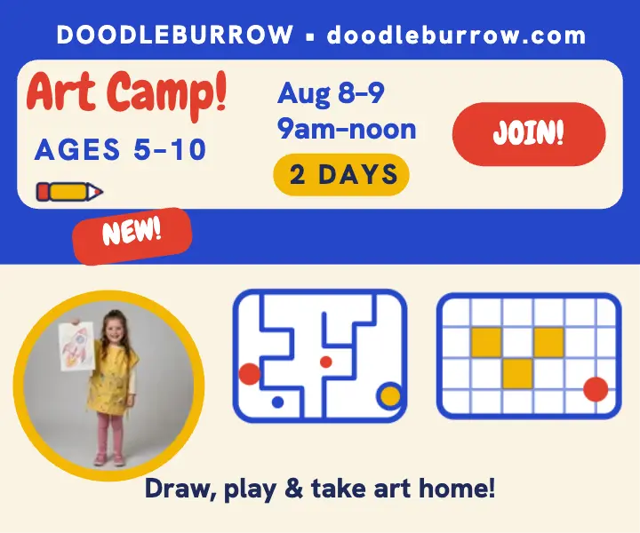 Doodleburrow weekend art camp puzzle ad template
