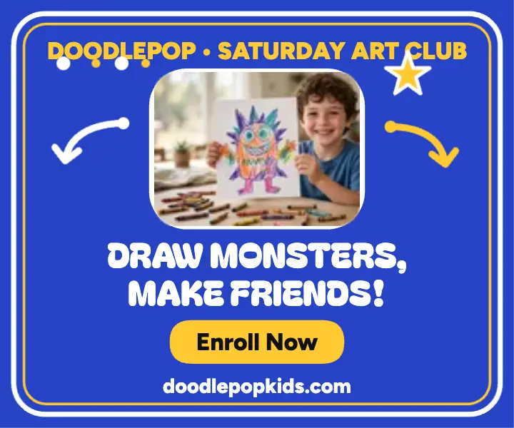 Doodlepop Saturday Art Club display ad template