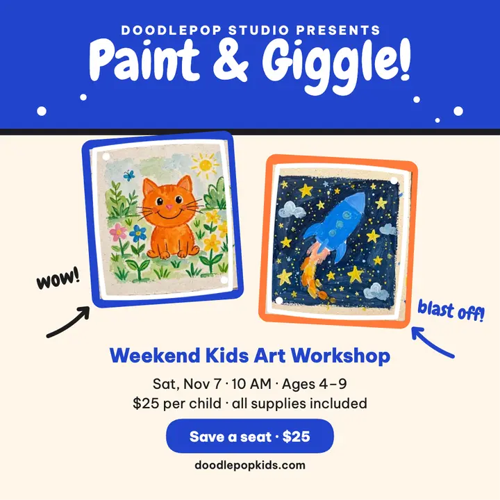 Doodlepop kids painting workshop post: kids art workshop post template