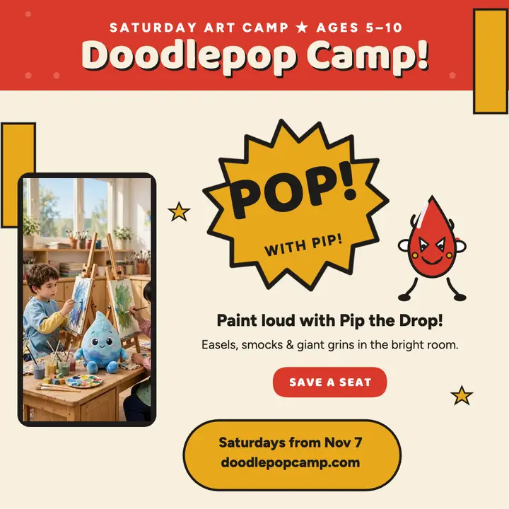 Doodlepop Saturday art camp post template