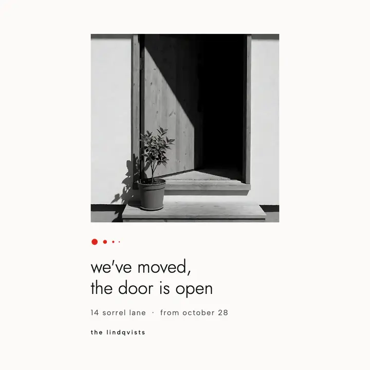 Sorrel Lane moving announcement template