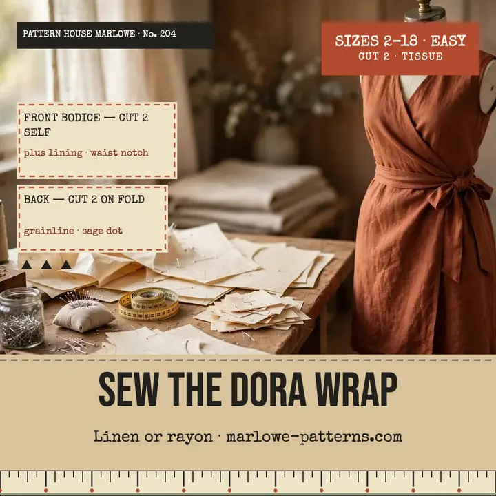 Dora wrap dress pattern post template