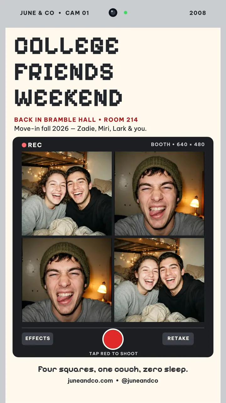 Bramble Hall friends weekend webcam story: friends weekend story template