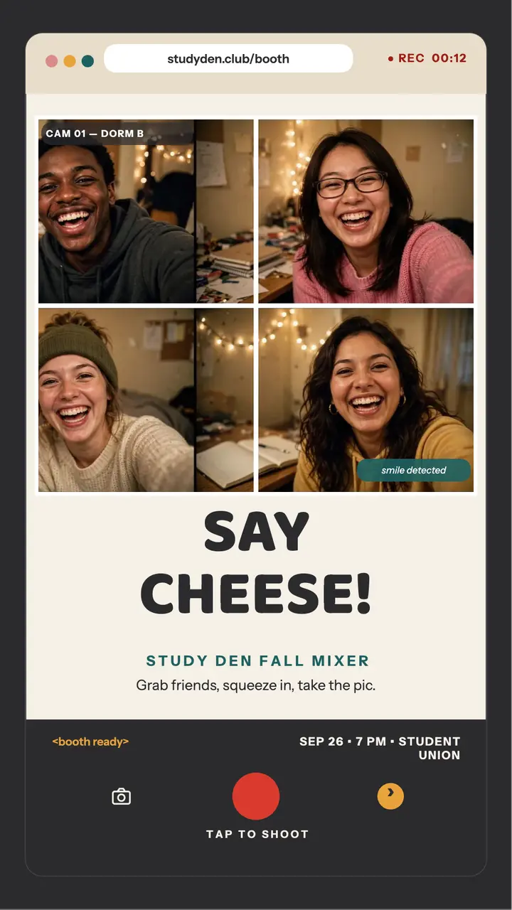 Study Den dorm webcam booth story template