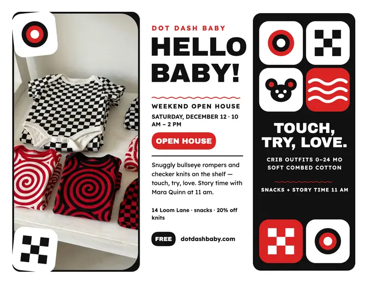 Dot Dash Baby open house flyer template