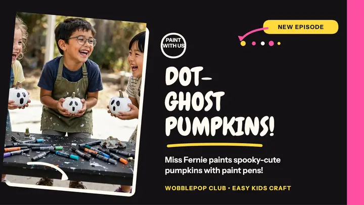 Dot-ghost pumpkins craft thumbnail template