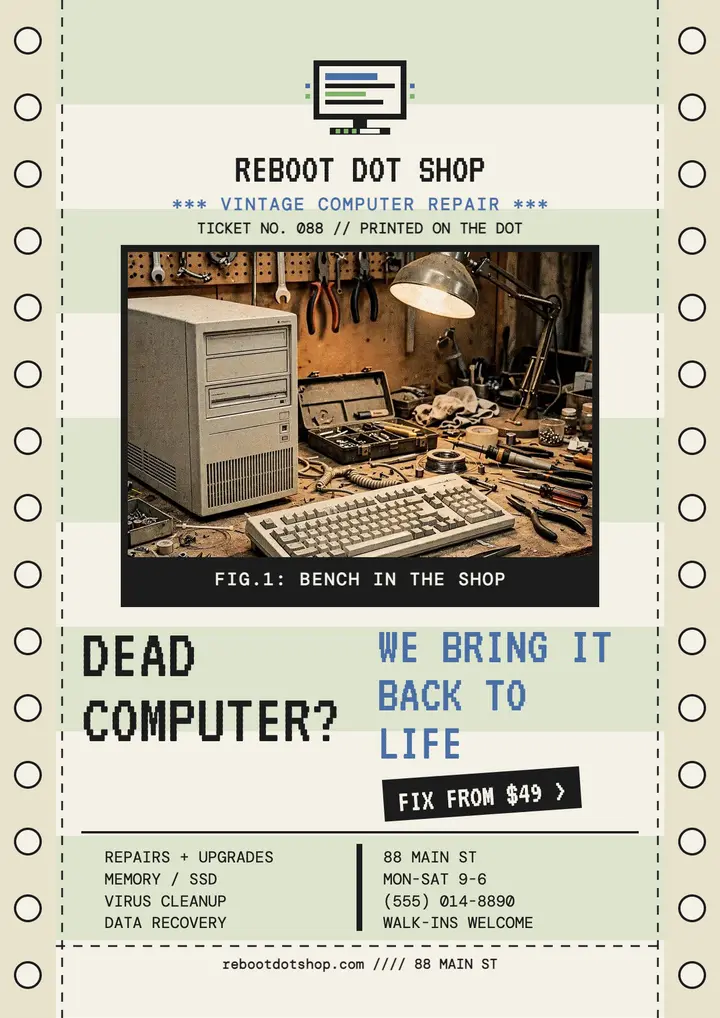 Reboot Dot Shop repair flyer template