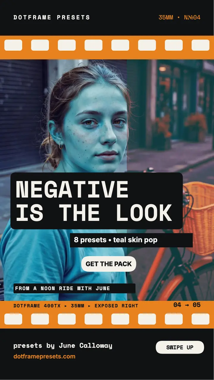 Dotframe orange negative preset story template