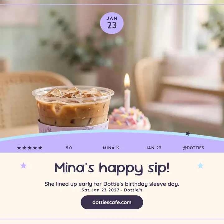 Dottie's cupsleeve birthday fan spotlight template