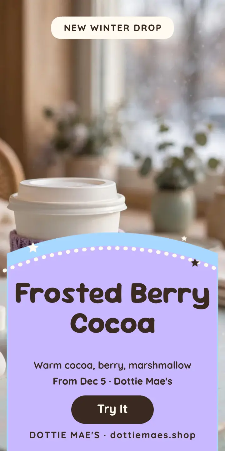Dottie Mae's frosted berry cocoa ad template