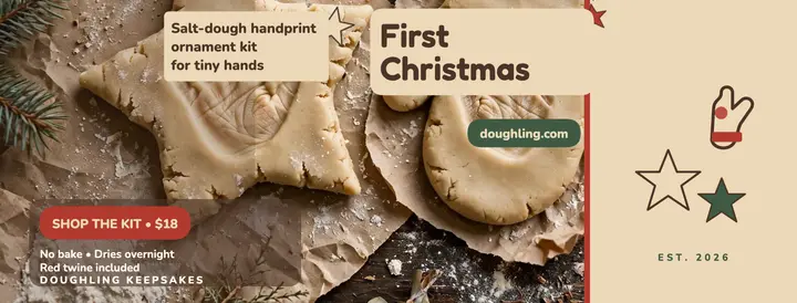 Doughling first Christmas keepsake cover: baby first christmas cover template