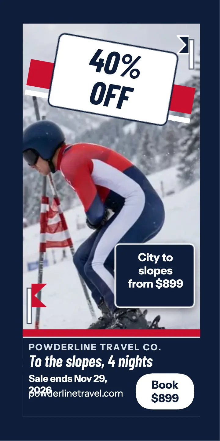 Powderline downhill racer ski sale ad template