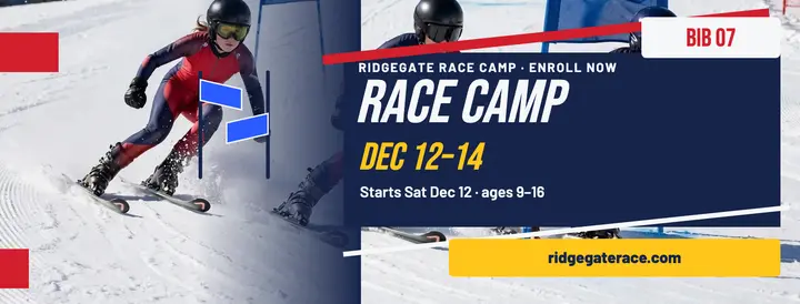 Ridgegate downhill race camp cover: ski race camp cover template