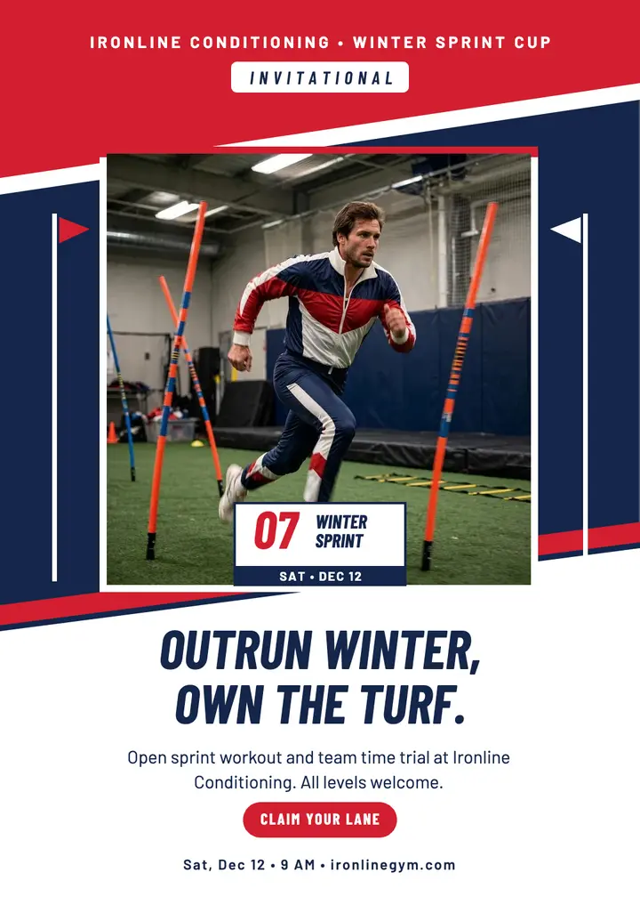 Ironline winter sprint gym invitation: gym winter invitation template