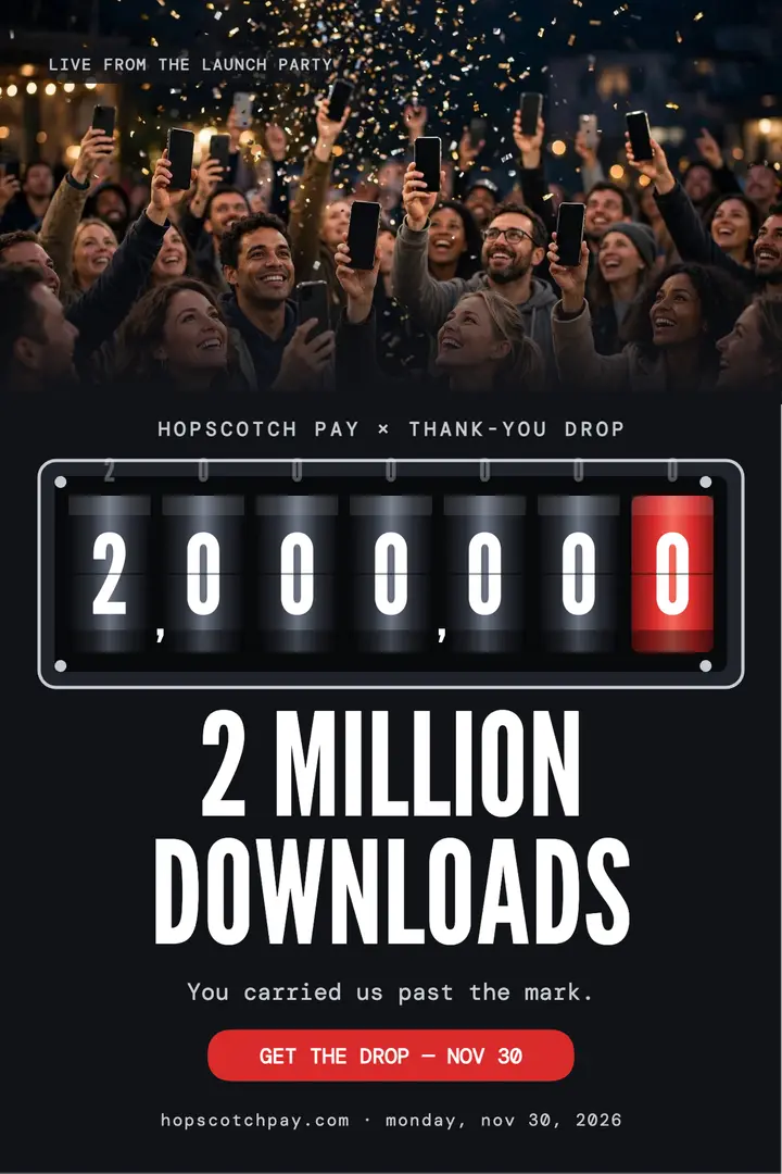 Hopscotch Pay 2 million downloads poster template