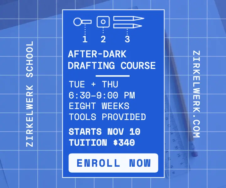 Zirkelwerk evening drafting course ad template