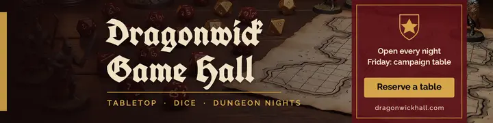 Dragonwick tabletop game hall blackletter banner template
