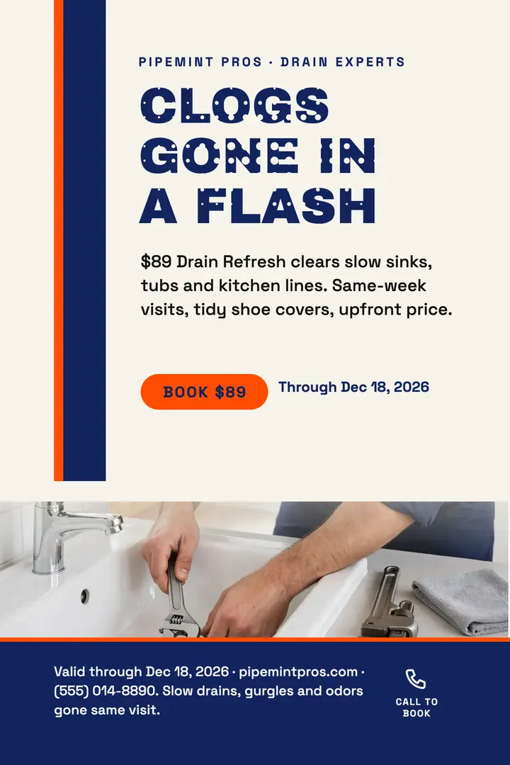 Pipemint Pros drain refresh poster template