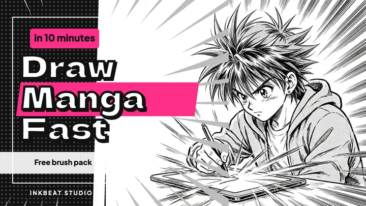 Draw manga fast tutorial thumbnail, screentone panel template