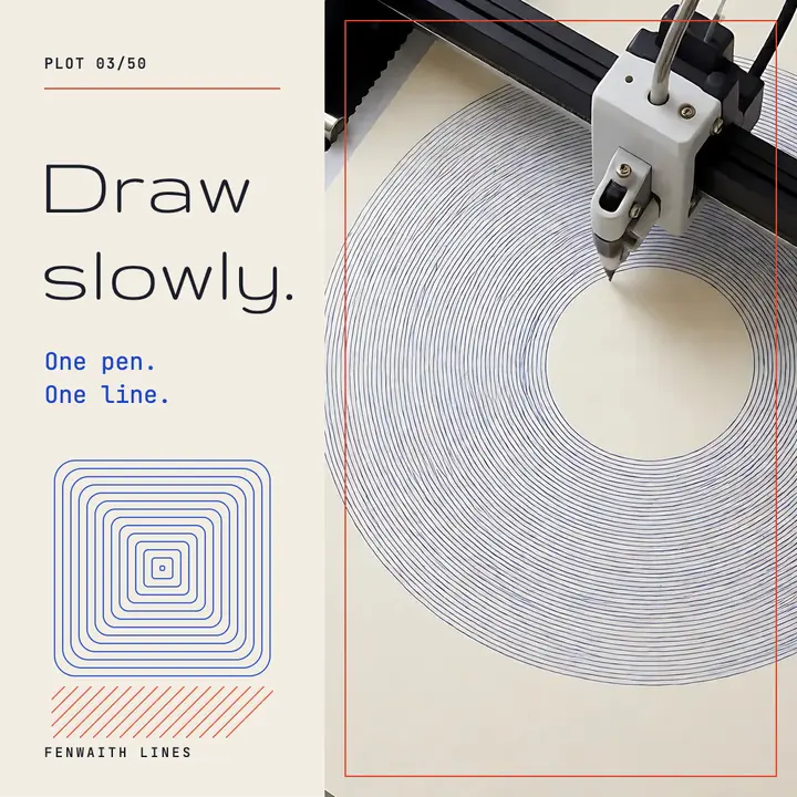 Draw slowly quote square post, pen-plotter linework template