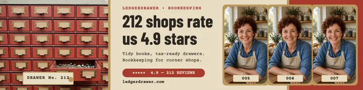 Ledgerdrawer drawer reviews LinkedIn banner: bookkeeping reviews banner template
