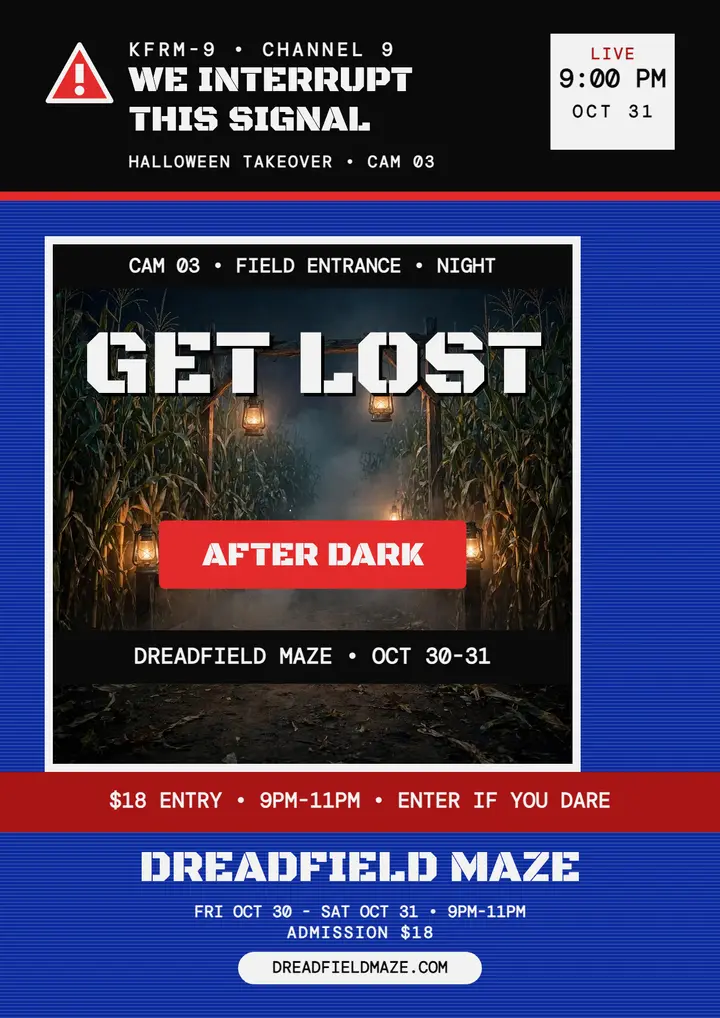 Dreadfield Maze Halloween flyer: halloween maze flyer template