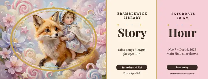 Dreamscape story hour cover, library template