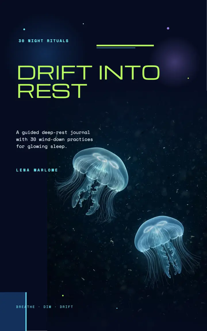 Drift Into Rest sleep journal cover: sleep journal ebook cover template