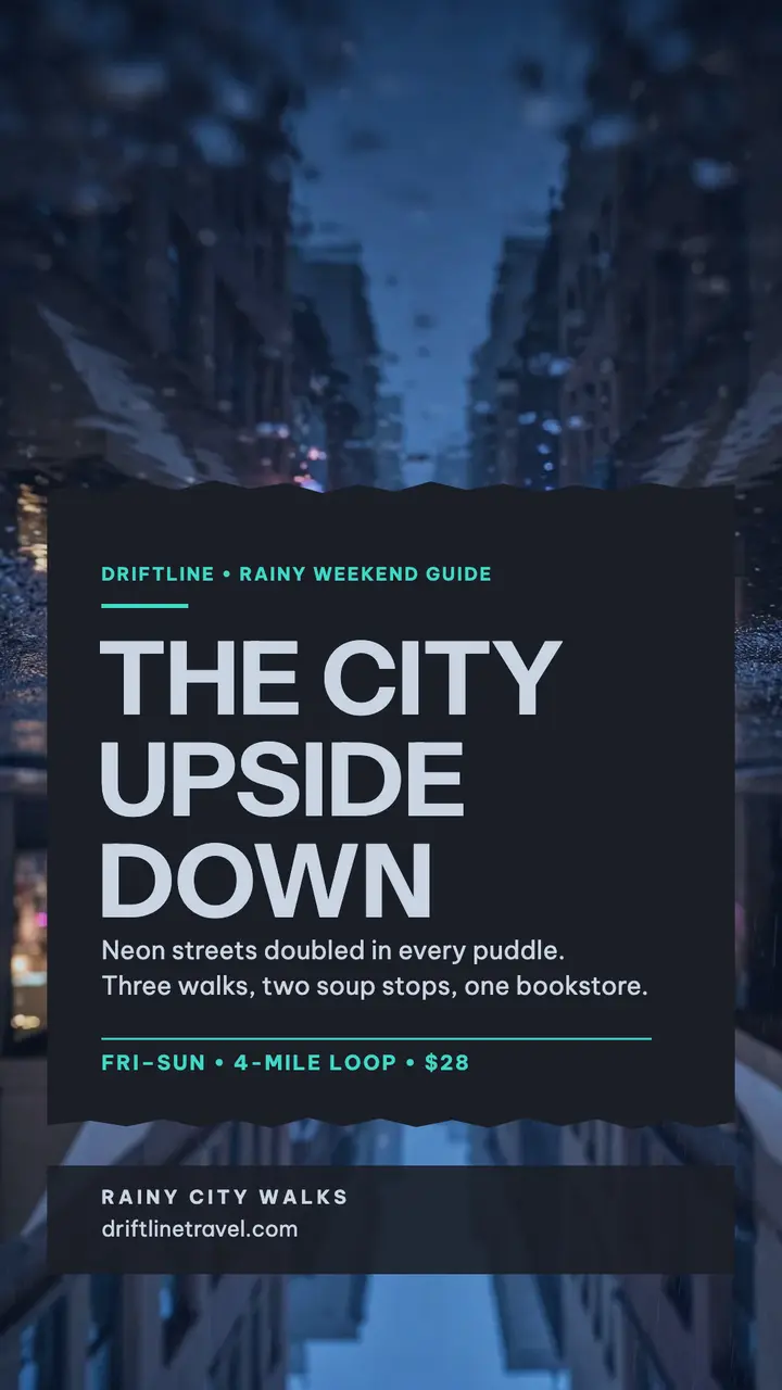 Rainy city walks puddle story template
