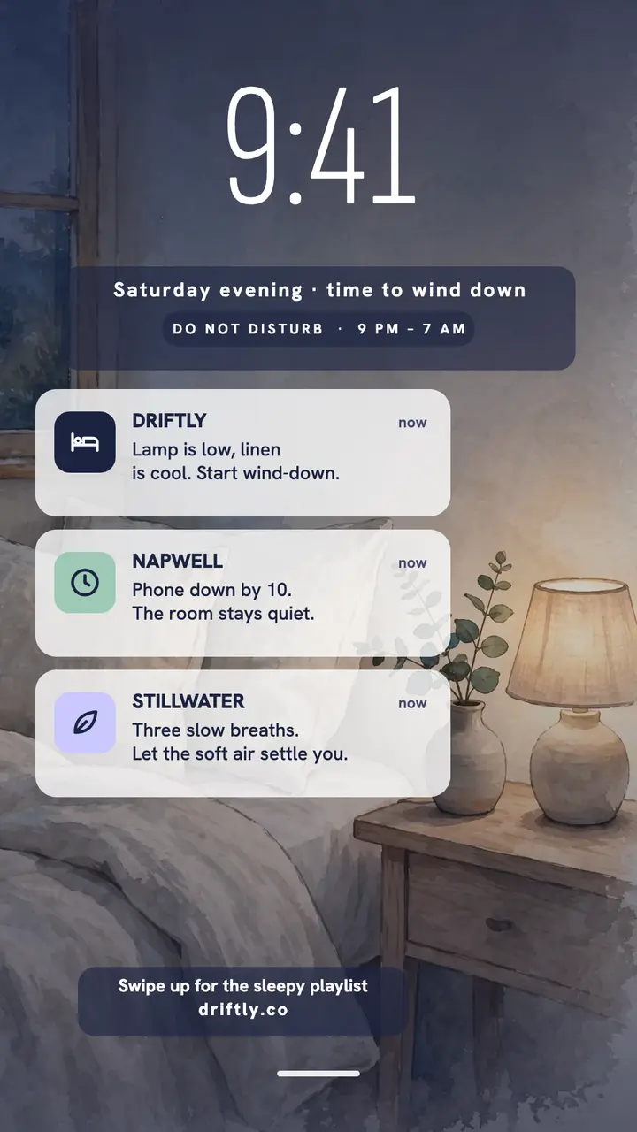 Calm night wind-down lock screen template