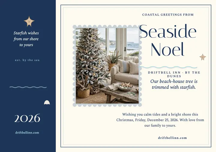 Driftbell Inn coastal Christmas certificate template