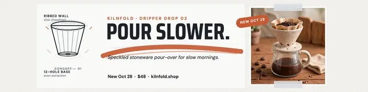 Kilnfold dripper drop marker banner: coffee dripper drop banner template