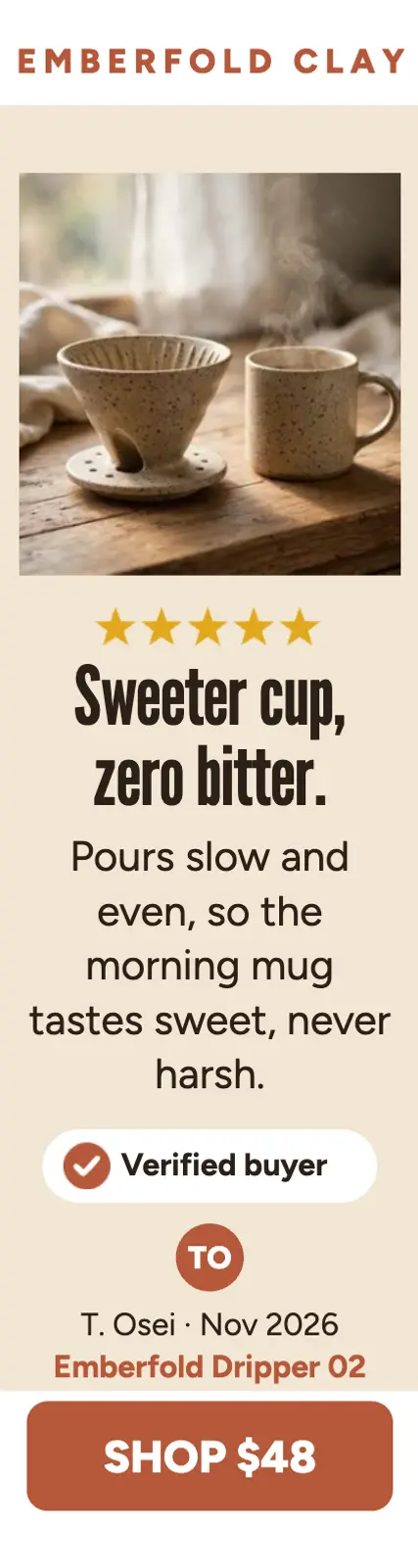 Emberfold dripper review skyscraper: pour-over dripper review ad template