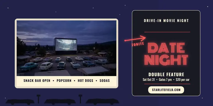 Starlite Field drive-in date night post template