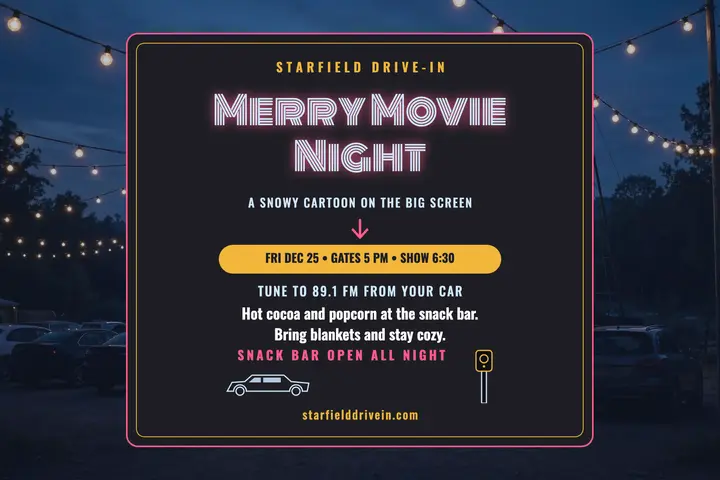 Starfield Drive-In holiday postcard template