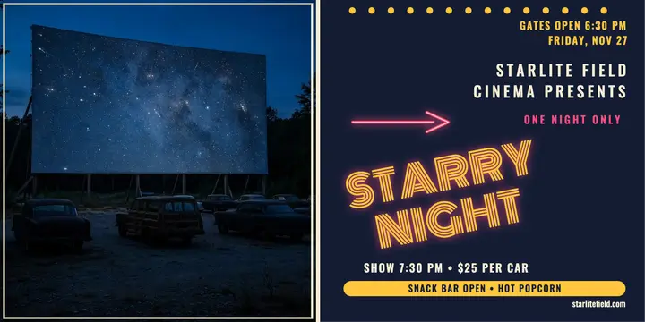 Starlite Field Cinema drive-in night post template