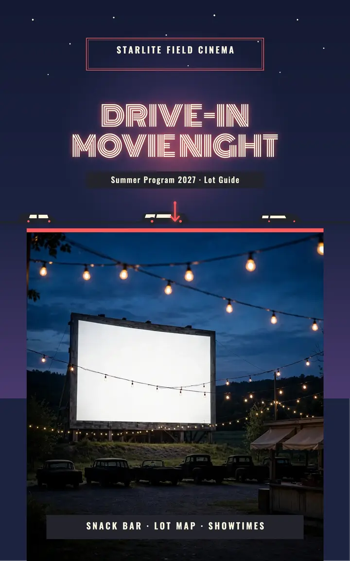 Starlite Field drive-in movie night guide template